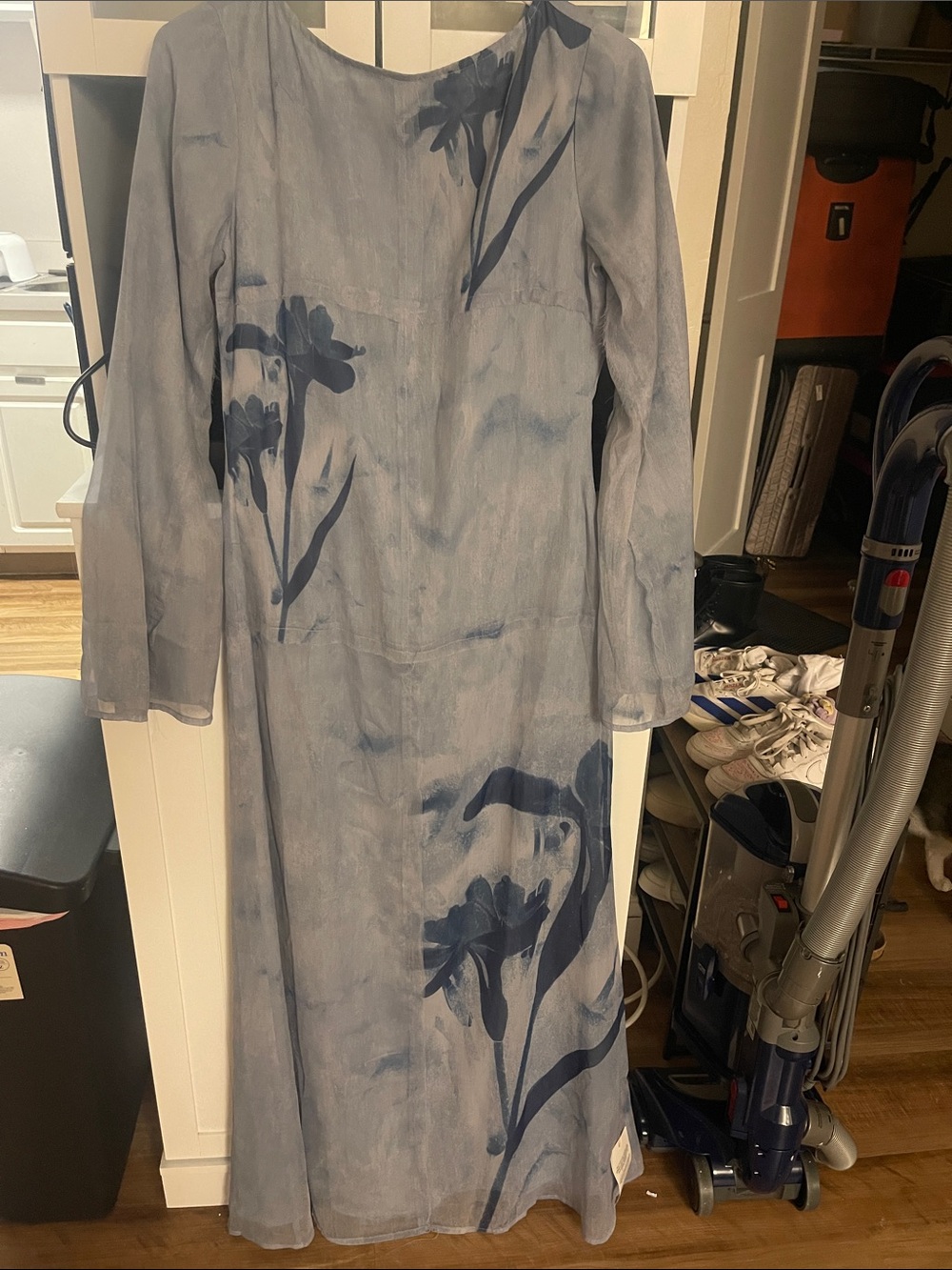 ASOS Light Blue Floral Print Long Sleeve Maxi Dress
